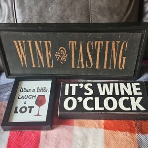 Set of Three Wine Plaques For Wall Or Shelf